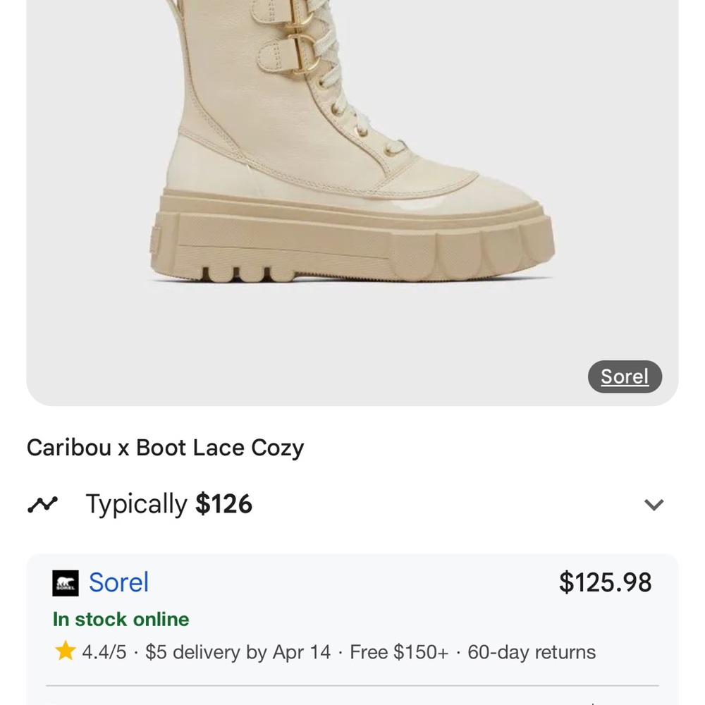 Sorel Women's Caribou Lace-Up Boots - Cream